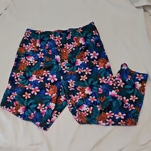 Tropical Print Womens Crop Leggings